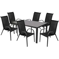 Mojawo Gartengarnitur Sitzgarnitur Stapelstühle Stapelsessel 7teilig 160x90cm