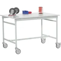 Manuflex Beistelltisch mobil mit PVC-Tischplatte in Lichtgrau RAL 7035, BxTxH: 1000 x 800 x 850 mm