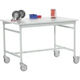 Manuflex Beistelltisch mobil mit PVC-Tischplatte in Lichtgrau RAL 7035, BxTxH: 1000 x 800 x 850 mm
