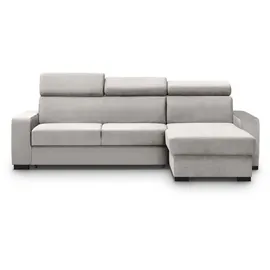 beautysofa Eckcouch Samt L-Form mit Schlaffunktion 2-Sitzer Beige