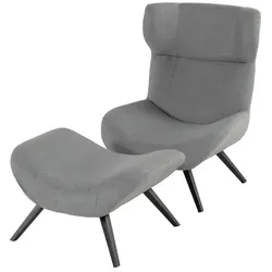 Schöner Wohnen Elin Ohrensessel inkl. Hocker - Ohrensessel:BlackHocker:Black
