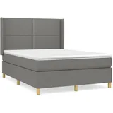 vidaXL Boxspringbett mit Matratze Dunkelgrau 140x200 cm Stoff1377846