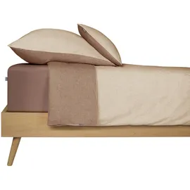 SCHIESSER Doubleface Renforcé sand/taupe 155 x 220 cm + 80 x 80 cm