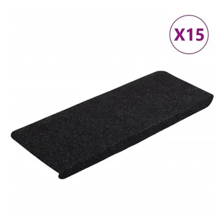 vidaXL Stufenmatten Selbstklebend 15 Stk. 65x24,5x3,5 cm Schwarz