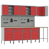 vidaXL - 12-tlg. Werkstattschrank-Set mit Stecktafel Rot mdf Metall