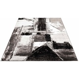 carpet city Teppich Modern Meliert Schwarz Grau - 140x200 cm - Kurzflor Teppiche Wohnzimmer