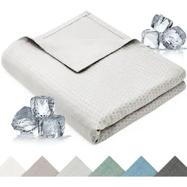 Blumtal Kühldecke 150x200 cm - Bambus Sommerdecke für Sofa - Bett, atmungsaktiv & kühlend – Hellgrau, ideal als Reisedecke- Hellgrau - Hellgrau