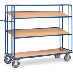 fetra Etagenwagen 4295 mit 3 Böden, Tragkraft 500kg, TPE-Reifen, Böden neigbar