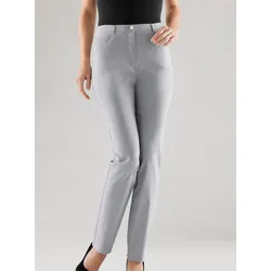 5-Pocket-Hose STEHMANN, Damen, Gr. 18, Kurzgrößen, grau (silbergrau), 72% Viskose, 25% Polyamid, 3% Elasthan, unifarben, lang, Hosen 5-Pocket-Hose
