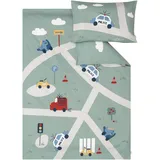 s.Oliver Kinderbettwäsche Auto 100% x 135 cm - 100% Baumwolle, Reißverschluss, anschmiegsam, weich & waschbar, Mako Satinbettwäsche s.Oliver Junior Straßen", bunt (mehrfarbig), B/L: 100cm 135cm, 1 Stk., 1 Stk., Mako-Satin, B/L: 60cm x 40cm, 2 Stk.