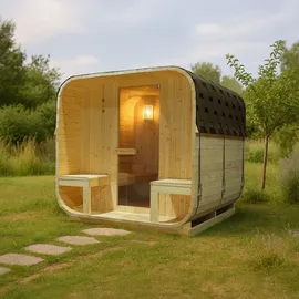 Juskys Fasssauna Nolvik XXL inkl. 8 kW Ofen + Zubehör