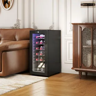 HOMCOM Weinkühlschrank Kompressor für 18 Flaschen, 50L Getränkekühlschrank