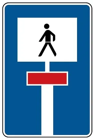 Verkehrszeichen - Sackgasse für Fußgänger frei, Zeichen 357-51