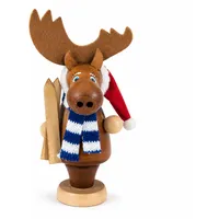 Räuchermann Elch aus Holz Weihnachtsfigur Ski Schal Mütze Winter Deko süß