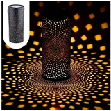 Marrakesch Orient & Mediterran Interior Marrakesch Solarlaterne für außen mit Henkel aus Metall 30cm Groß | Orientalische Outdoor Solar LED Laterne Swann Schwarz IP65 Wasserdicht als Gartendeko Deko