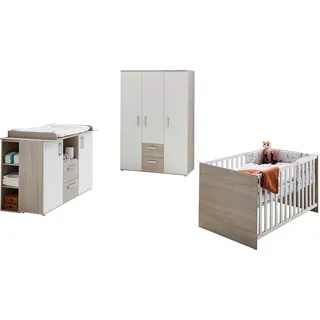 LÜTTENHÜTT »Geert«, (Set, 4 tlg., Kinderbett, Regal, Schrank, Wickelkommode), Made in Germany; mit Kinderbett, Regal, Schrank und Wickelkommode, grau