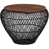 KADIMA DESIGN Runder Couchtisch Schwarz Mangoholz 60 x 60 x 45 cm