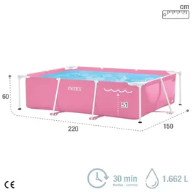 Intex 28266NP Aufstellpool rechteckig 220 x 150 x 60 cm rosa