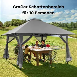 Costway Faltpavillon 4 x 4 m inkl. 4 Seitenteile Grau