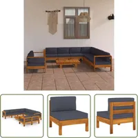 vidaXL Garten-Lounge-Set 9-tlg. grau