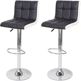 Proregal 2er-Set Barhocker gepolstert mit Lehne Sitzhöhe 63-87cm höhenverstellbar Kunstleder Schwarz-Weiß Chromfuß| Tresenhocker Barstuhl