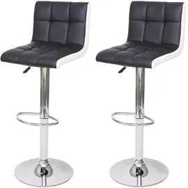 Proregal 2er-Set Barhocker gepolstert mit Lehne Sitzhöhe 63-87cm höhenverstellbar Kunstleder Schwarz-Weiß Chromfuß| Tresenhocker Barstuhl