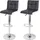 Proregal 2er-Set Barhocker gepolstert mit Lehne Sitzhöhe 63-87cm höhenverstellbar Kunstleder Schwarz-Weiß Chromfuß| Tresenhocker Barstuhl