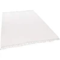 THEKO | Dhurry Teppich aus 100% Baumwolle Flachgewebe Teppich Happy Cotton | handgewebt | Farbe: Weiß | 40x60 cm