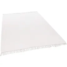 THEKO | Dhurry Teppich aus 100% Baumwolle Flachgewebe Teppich Happy Cotton | handgewebt | Farbe: Weiß | 40x60 cm