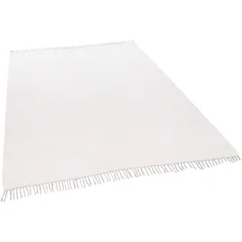 THEKO | Dhurry Teppich aus 100% Baumwolle Flachgewebe Teppich Happy Cotton | handgewebt | Farbe: Weiß | 40x60 cm