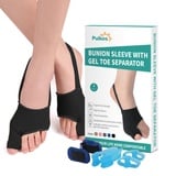 Puikos Hallux Valgus Zehenspreizer Zehen Separator Set, 1 Paar Hallux Valgus Socken Bunion Corrector, 1 Stück Big Toe Strap und 2 Stück Zehenspreizer für Damen Herren (1 Zehen/Klein, Schwarz)