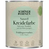 SCHÖNER WOHNEN-Farbe Naturell Wandfarbe Kreidefarbe  (Frühlingserwachen - leichtes Olivgrün, Matt, 1 l, Konservierungsmittelfrei)