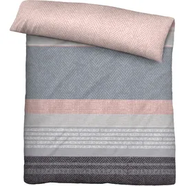 biberna Bettgarnitur Quermuster Grau/Silber 135 x 200 cm + 80 x 80 cm