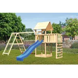 Karibu Woodfeeling Gmbh Karibu Spielturm Lotti Doppelschaukel Gerüst Plattform Kletterwand Rutsche Blau