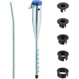 Relaxdays Bodenhülse, für Sonnenschirm & Wäschespinne, zum Eindrehen, 25-55 mm Stangendicke, Bodendübel, Silber/blau, Stahl