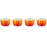 Le Creuset 4-er Set Mini Förmchen aus Steinzeug, je 100 ml, Ofenrot,