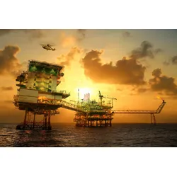 Fototapete PAPERMOON "BOHRPLATTFORM-OFFSHORE GOLF THAILAND ERDÖL GAS INSEL", bunt, B:3,50m L:2,60m, Vlies, Tapeten
