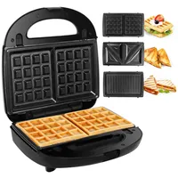 Gotoll 3-in-1-Sandwichmaker GLHS120N, 750,00 W, Waffeleisen Sandwichtoaster mit Wechselplatten Antihaftbeschichtete schwarz