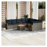 vidaXL Gartensofa-Set 10-tlg. grau Polyrattan