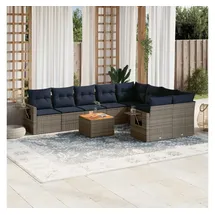 vidaXL Gartensofa-Set 10-tlg. grau Polyrattan
