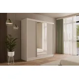 ALTDECOR Schiebetürenschrank V2-PRESTIG Spiegel Spiegeltüren Geriffelte Fronten Schwebetürenschrank weiß