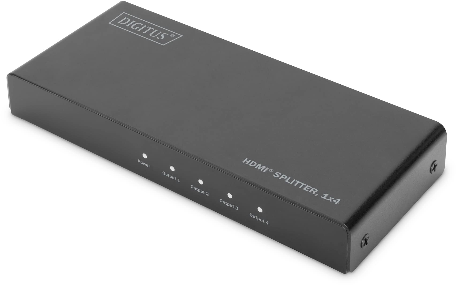 DIGITUS HDMI Splitter - teilt EIN HDMI-Signal auf Vier Displays - HDMI 2.0 - UltraHD 4K/60Hz - HDR, HDCP 2.2, EDID - Downscaler für 4k/1080p Mischbetrieb