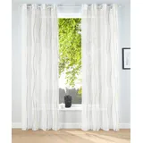 OTTO home Gardine OTTO HOME "Dimona" Gr. 4, beige (creme, grün), B:140cm H:245cm, Voile, Polyester, Gardinen, Gardine, 2-er Set, transparent, Voile, Polyester, Wellen