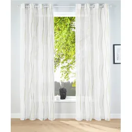 OTTO home Gardine OTTO HOME "Dimona" Gr. 4, beige (creme, grün), B:140cm H:245cm, Voile, Polyester, Gardinen, Gardine, 2-er Set, transparent, Voile, Polyester, Wellen
