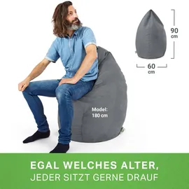 Green Bean Sitzsack, Grau, Textil, Füllung: Styroporkugeln, Oval, 60x90x60 cm, Hergestellt in Deutschland, Wohnzimmer, Hocker, Sitzsäcke, XXL Sitzsäcke