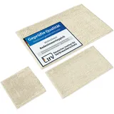 WohnDirect Badematten Set 3 teilig Creme • WC Vorleger (45x45cm), Badematte (50x80cm,70x120cm) • rutschfest waschbar Badezimmerteppich OHNE WC-Ausschnitt