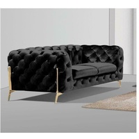 JVmoebel Sofa, Design Chesterfield Sofa 2-Sitzer Couch Polster Textil Sofas Zweisitzer Samt Neu schwarz