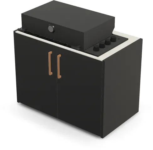 Brabura Box-Q 4-Brenner schwarz | Neuestes Edelstahlmodell - Iron Frost / Anthrazit / Holzgriff
