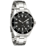 Miraval Herrenarmbanduhr mit Edelstahlarmband 43 mm Datumsanazeige Lupe japanisches Quarzuhrwerk 21 mm breit Klassich Modern Männer Schwarz