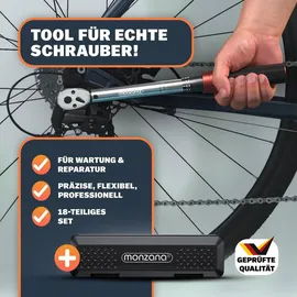 monzana Fahrradmontageständer mit Drehmomentschlüssel 1/4 Zoll Set 1–25 Nm schwarz